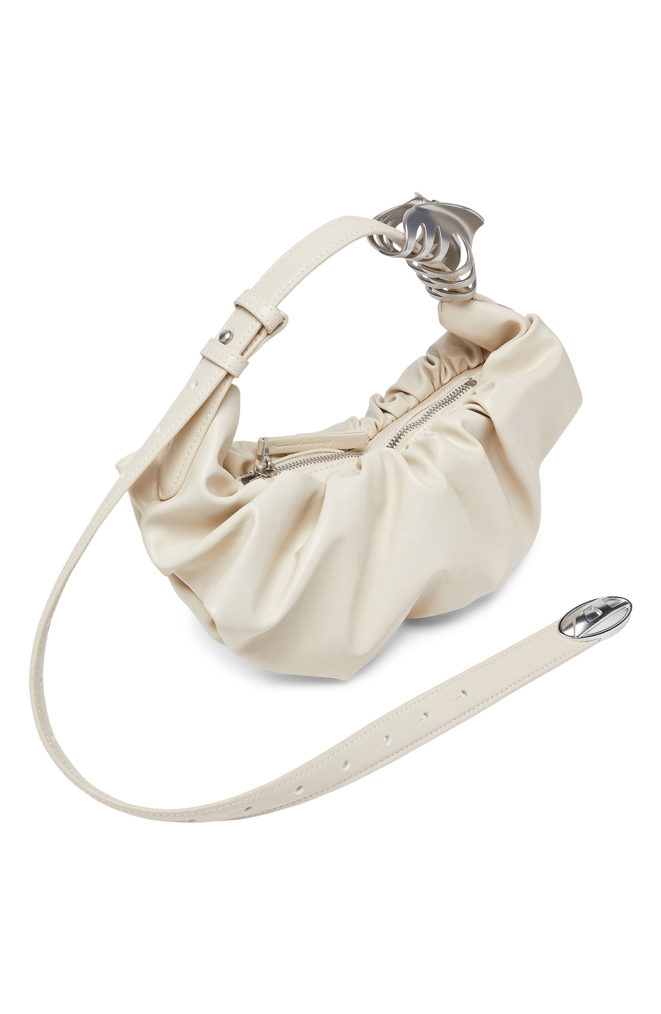 Grab-D Faux Leather Hobo, Alternate, color, MEDIUM/ WHITE