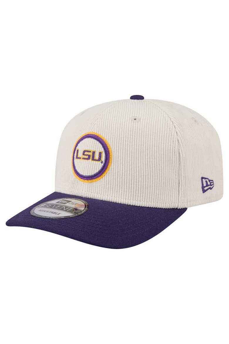 Men's New Era Cream/Purple LSU Tigers Loyal Corduroy 9SEVENTY Adjustable Hat, Alternate, color, Cream