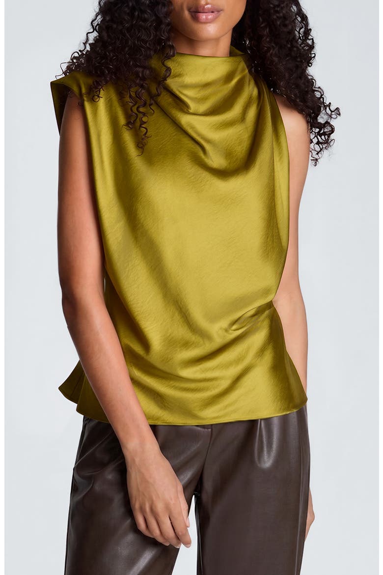Draped Asymmetric Satin Blouse, Main, color, PICHOLINE