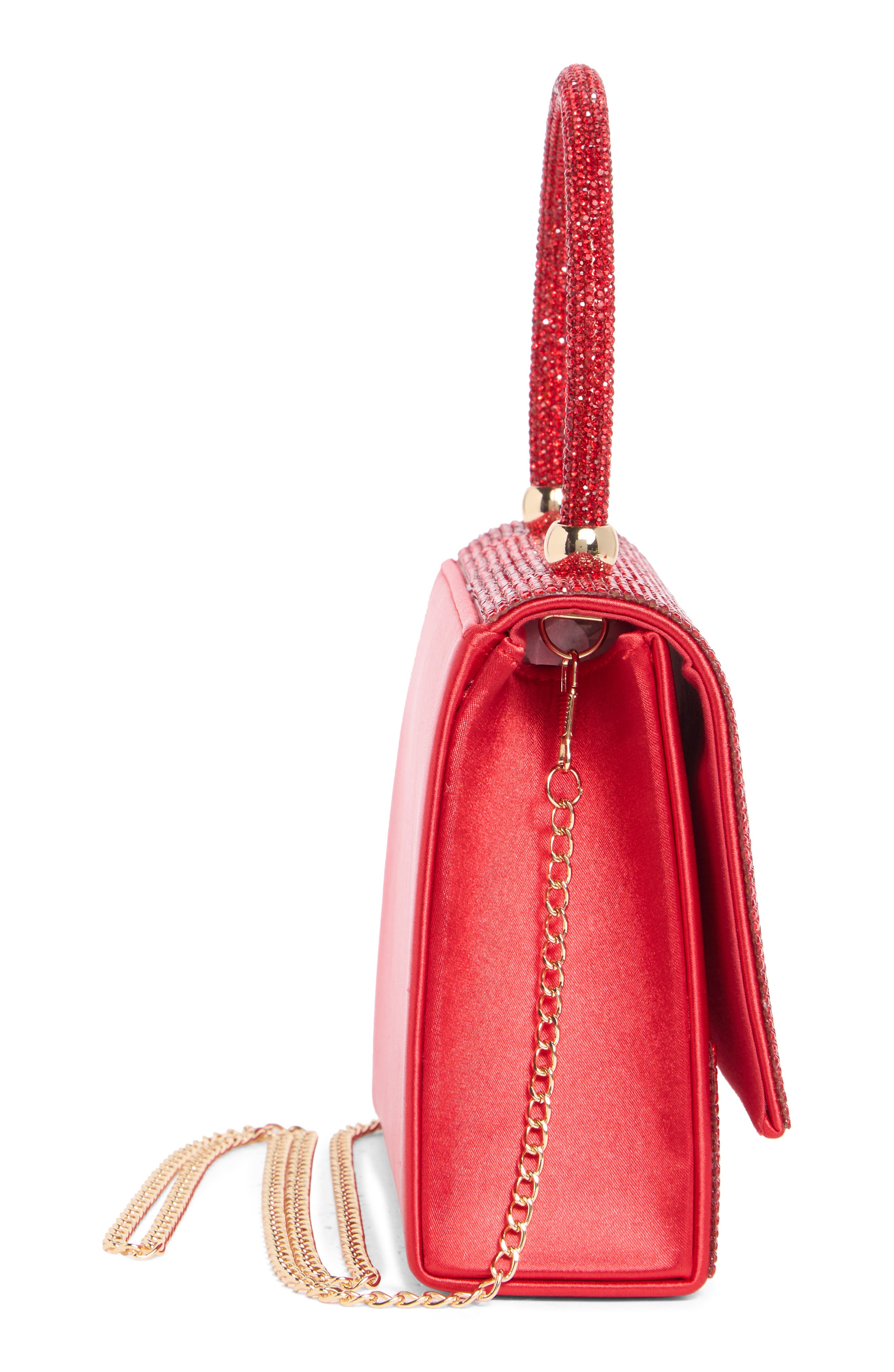 ALESSIA BIANCHI Crystal Embellished Clutch, Alternate, color, Red