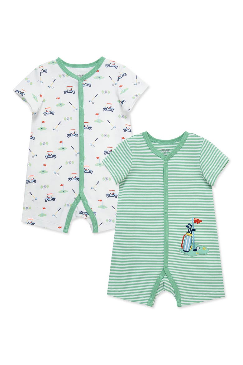 2-Pack Cotton Bubble Rompers, Main, color, GREEN