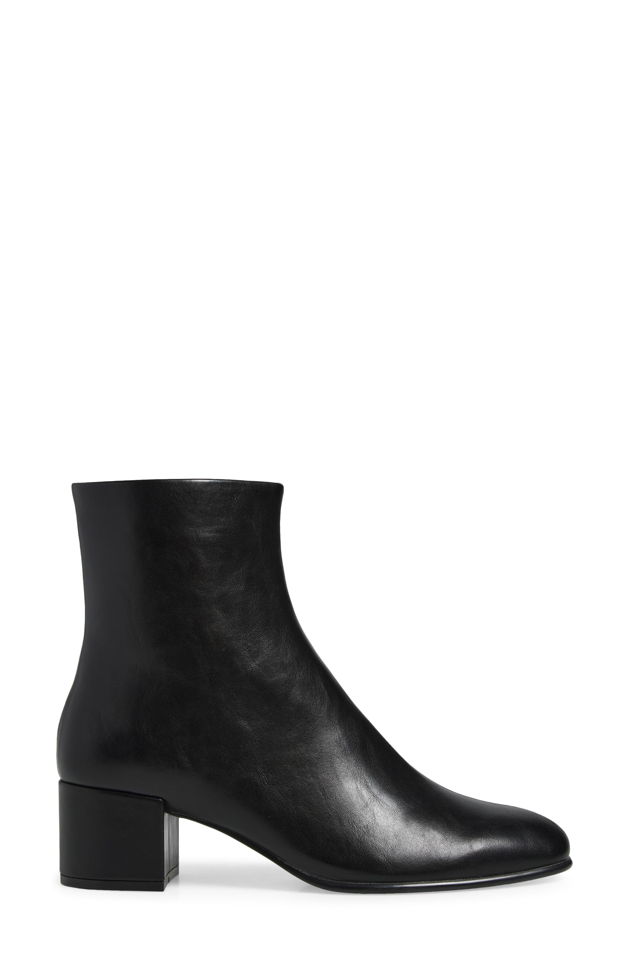 Sesan Faux Leather Ankle Bootie, Alternate, color, BLACK