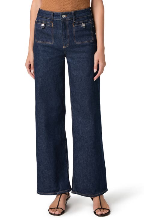 Anessa Button Pocket High Waist Wide Leg Jeans (Amora)