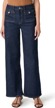 PAIGE Anessa Button Pocket High Waist Wide Leg Jeans