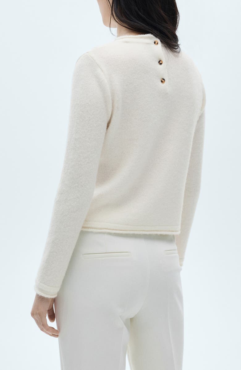 MANGO Button Back Crewneck Sweater, Alternate, color, 