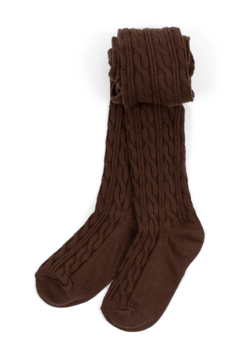 Girls Cable Knit Tights, Cotton Blend, Alternate, color, Brown
