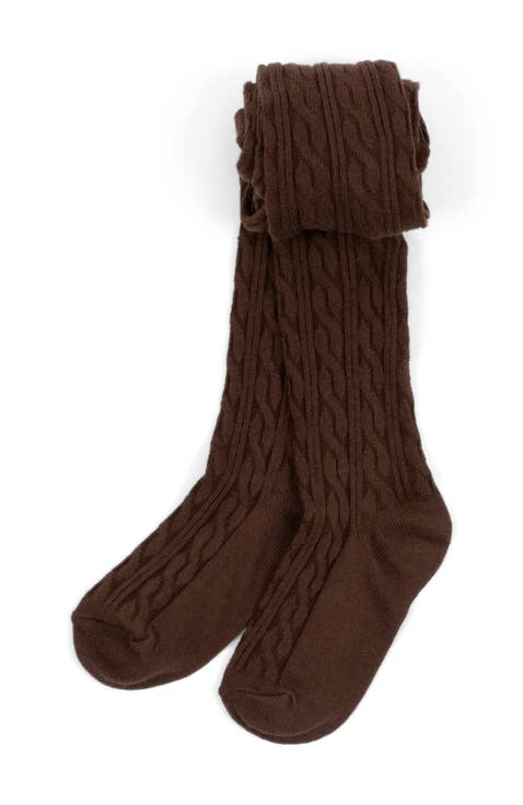 Girls Cable Knit Tights, Cotton Blend