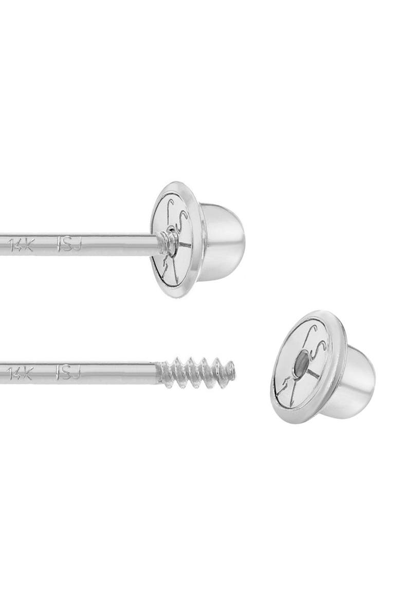 In Season Jewelry 14k Heart Diamond Screw Back Earrings, Alternate, color, Silver