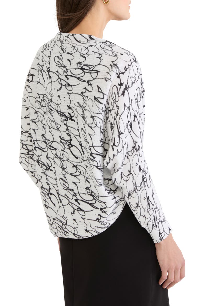 Cursive Cotton Blend Shrug Cardigan, Alternate, color, WHITE MULTI