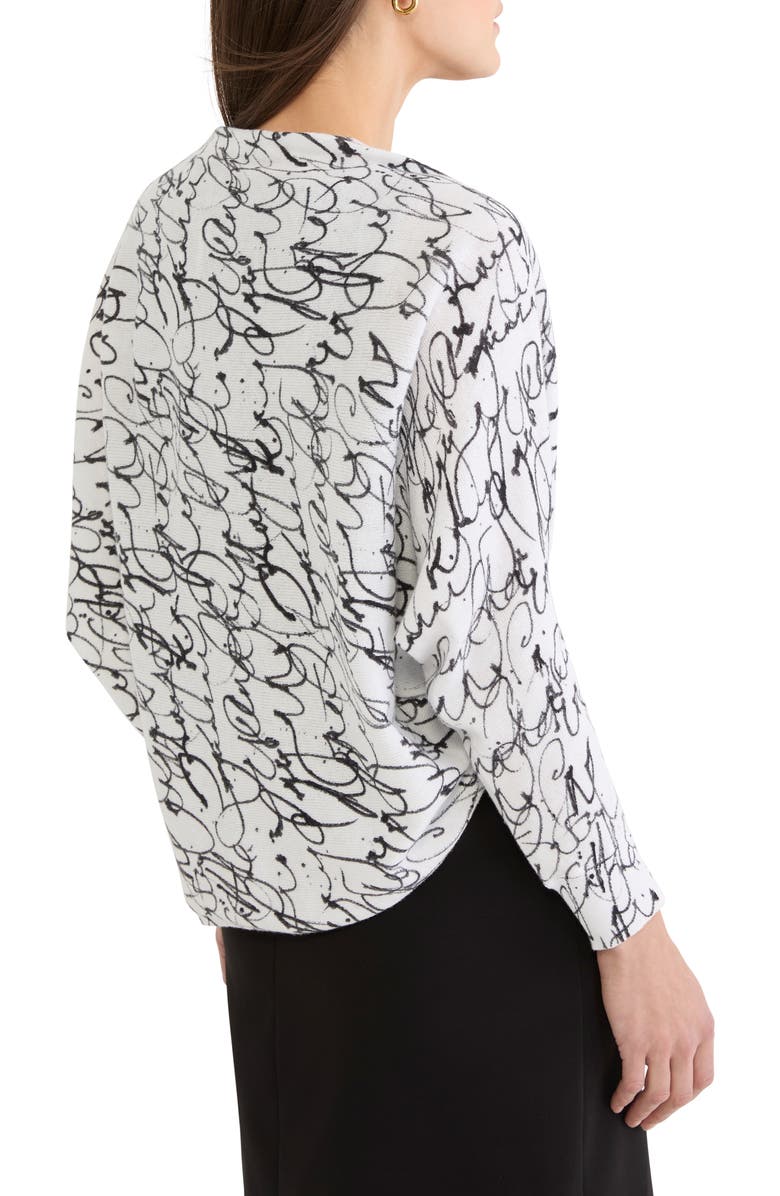 NIC+ZOE Cursive Cotton Blend Shrug Cardigan, Alternate, color, White Multi