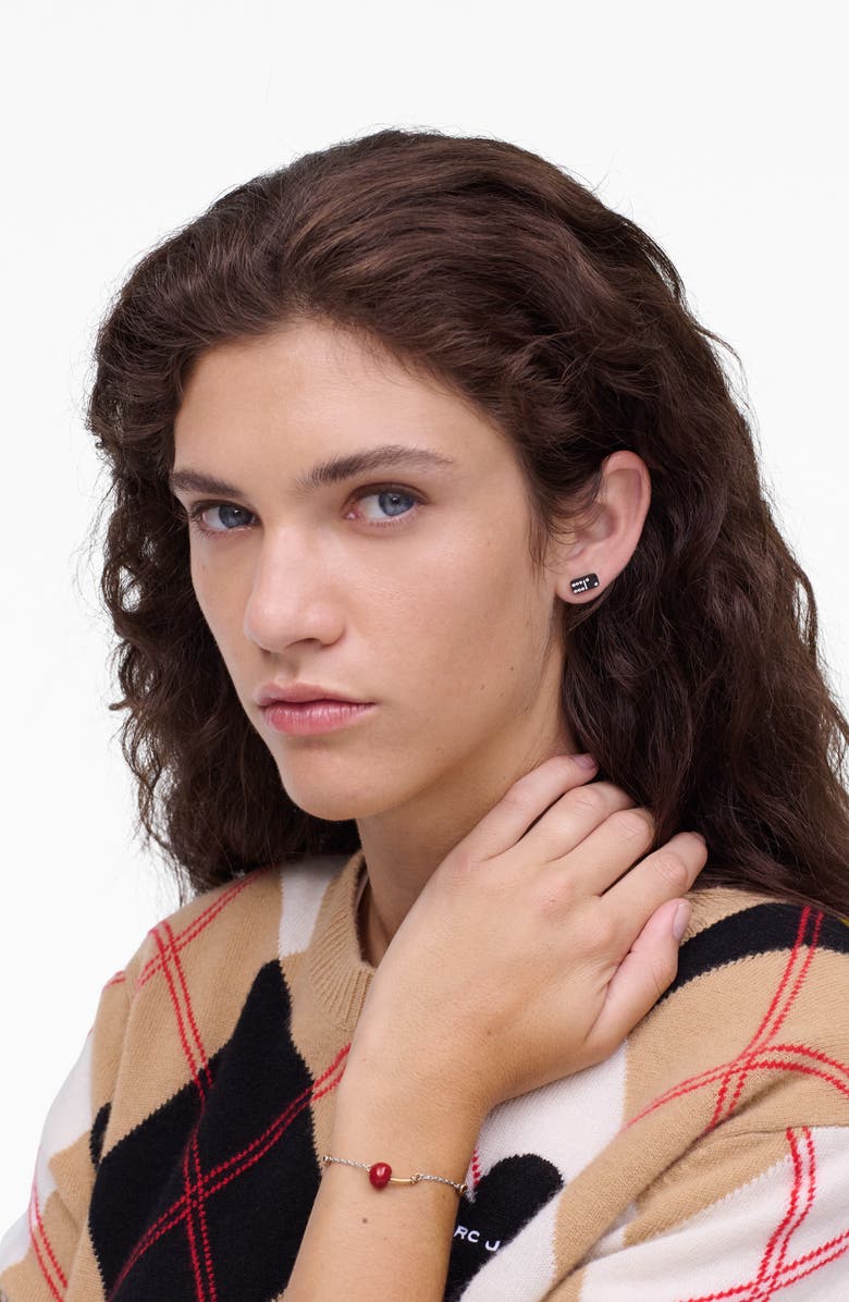 Marc Jacobs Cherry Crystal Slider Bracelet, Alternate, color, Silver/ Red