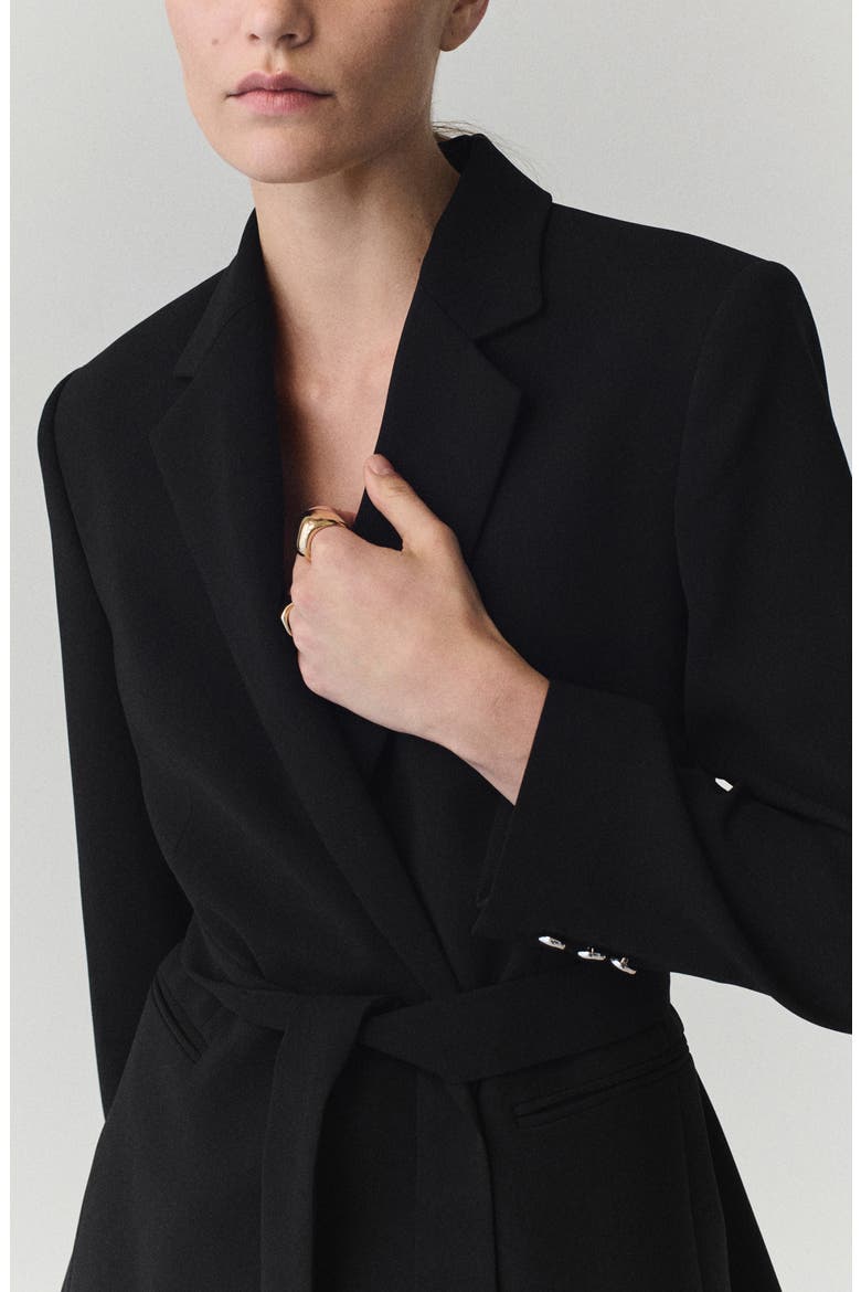 Tie Waist Blazer, Alternate, color, BLACK