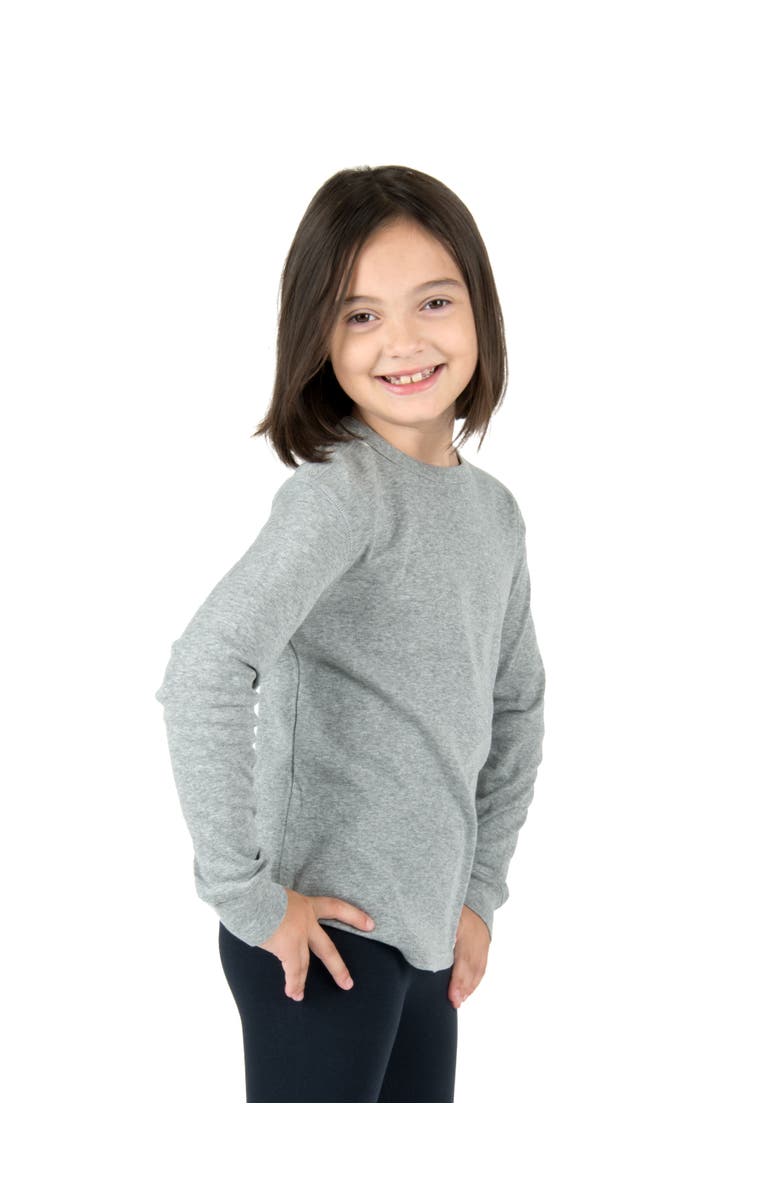 Leveret Kids Long Sleeve T-Shirt, 100% Cotton, Solid Colors, Alternate, color, Light Gray