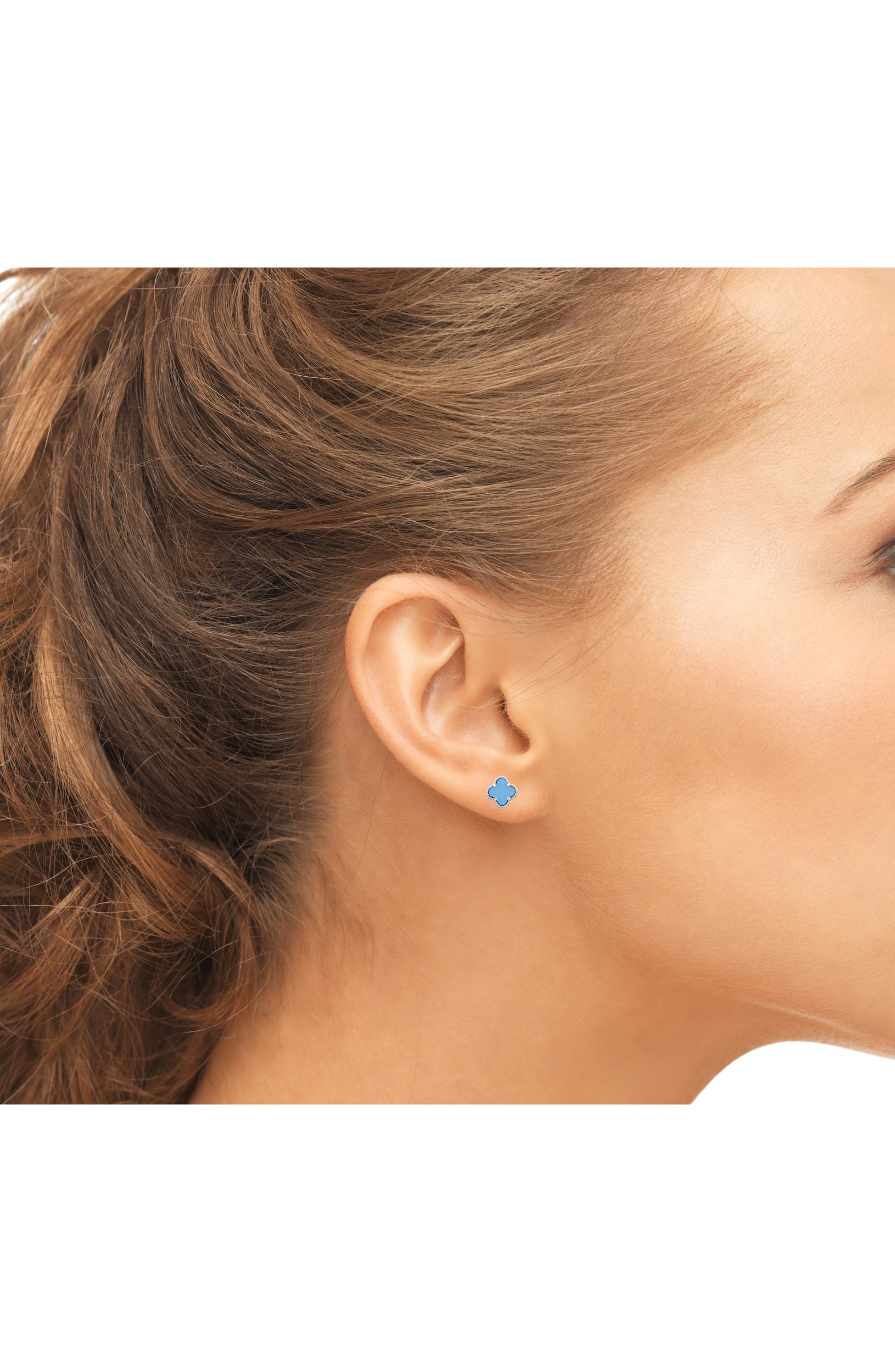 Sterling Silver Blue Turquoise Clover Studs