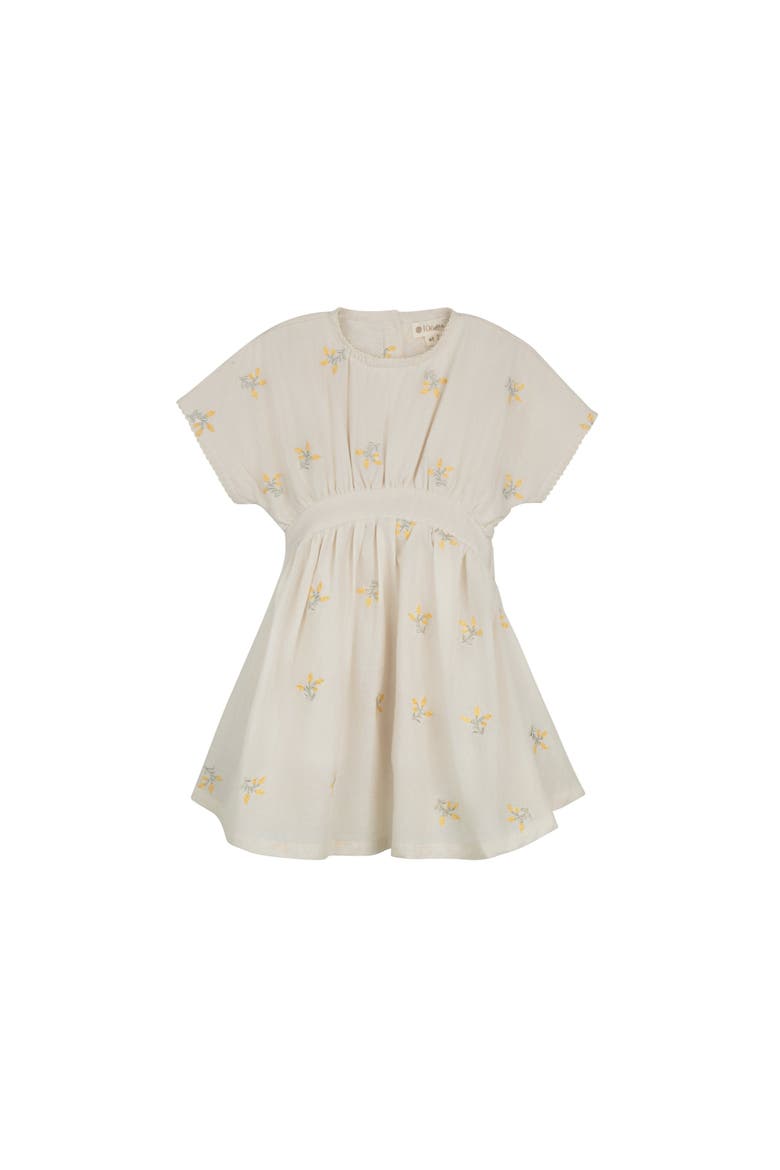 Looms Holland Collection - Girls Embroidered Floral Short Sleeve Dress, Main, color, Ivory