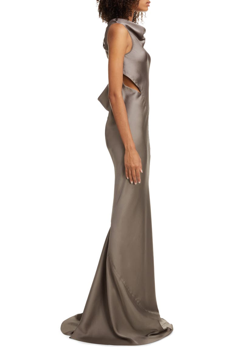 Back Cutout Hammered Satin Gown, Alternate, color, DUST