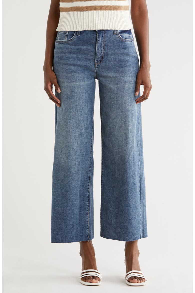 Sabrina Raw Hem High Waist Ankle Wide Leg Jeans, Main, color, INYO