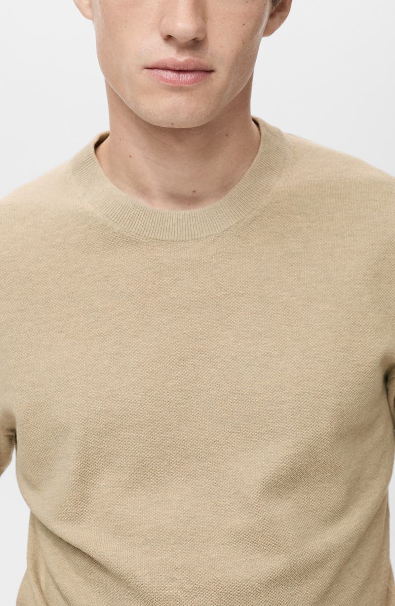 MANGO Fine Knit Short Sleeve Sweater, Alternate, color, Beige