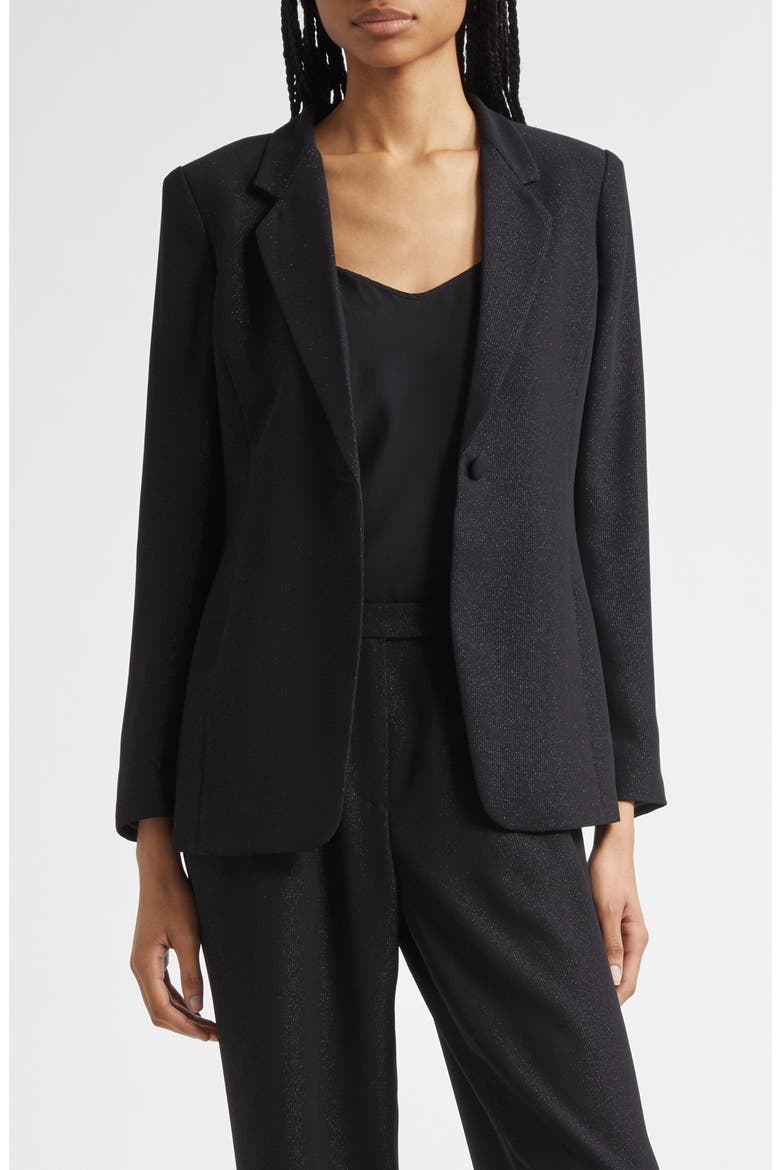 One-Button Blazer, Main, color, SOLID BLACK
