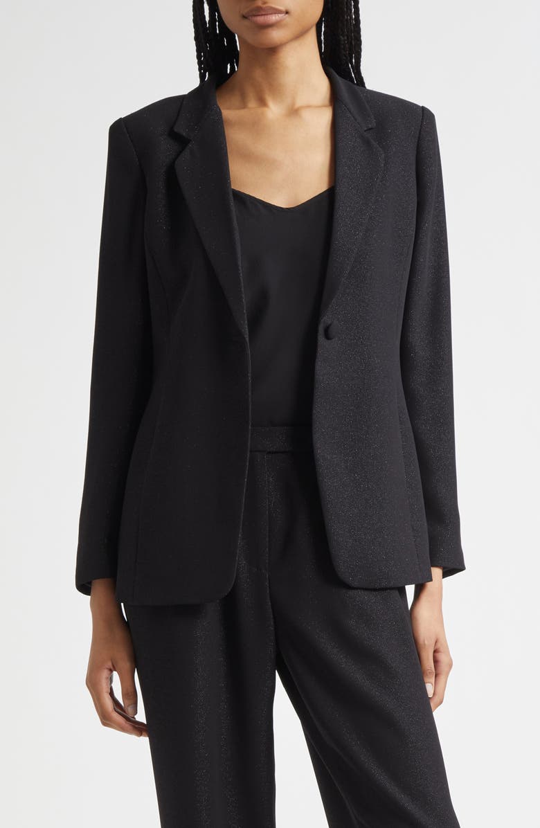 Emporio Armani One-Button Blazer, Main, color, Solid Black