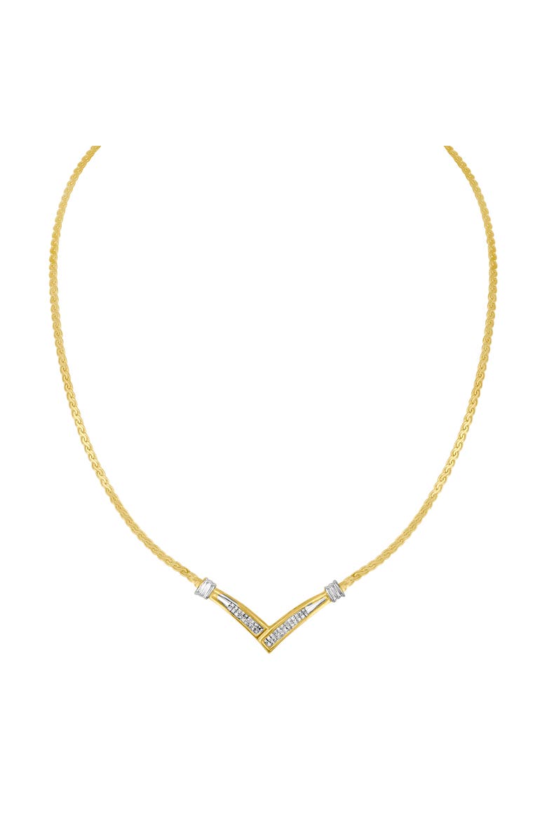Haus of Brilliance 10K Yellow and White Gold 1/2 Cttw Diamond "V" Shape 18" Franco Chain Necklace, Alternate, color, Yellow