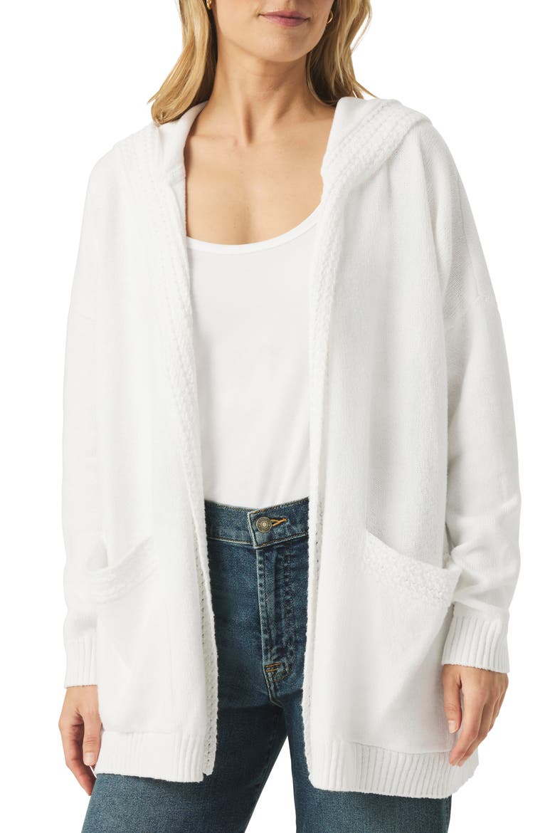 Talula Cotton Hoodie Cardigan, Main, color, WHITE