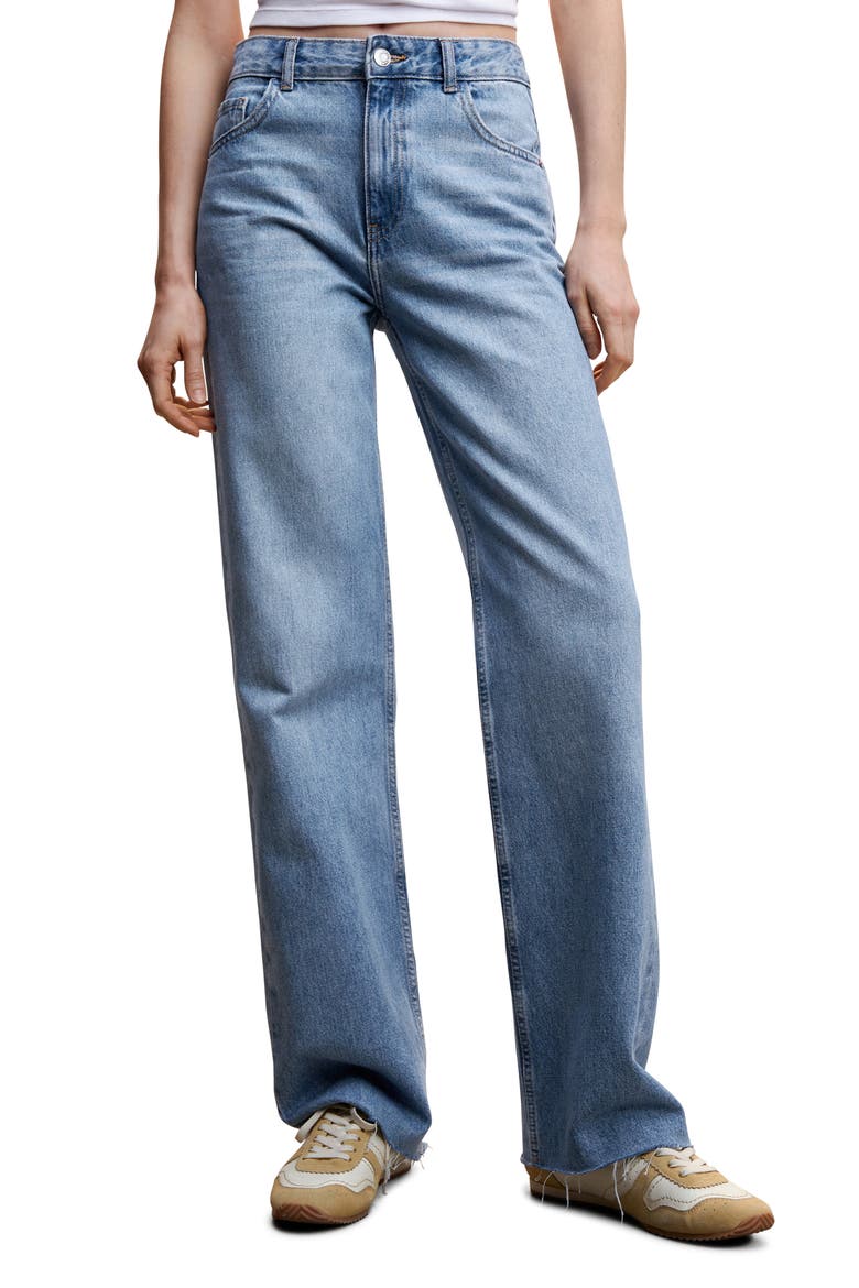 Raw Hem Wide Leg Jeans, Main, color, MEDIUM BLUE
