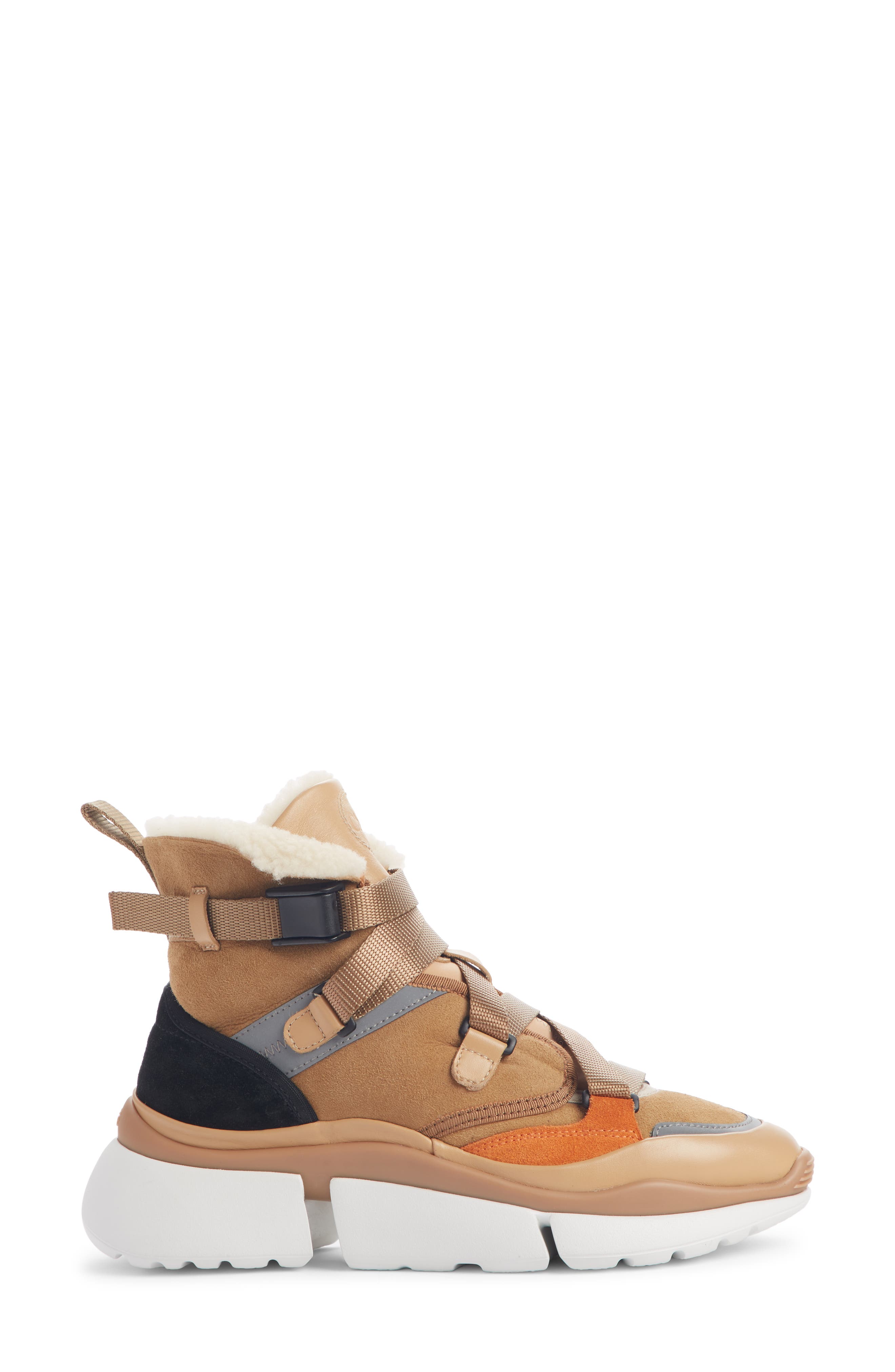 Chloé Sonnie Genuine Shearling High-Top Sneaker, Alternate, color, 