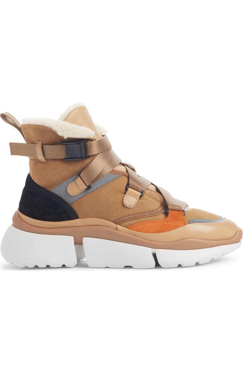 Chloé Sonnie Genuine Shearling High-Top Sneaker, Alternate, color,