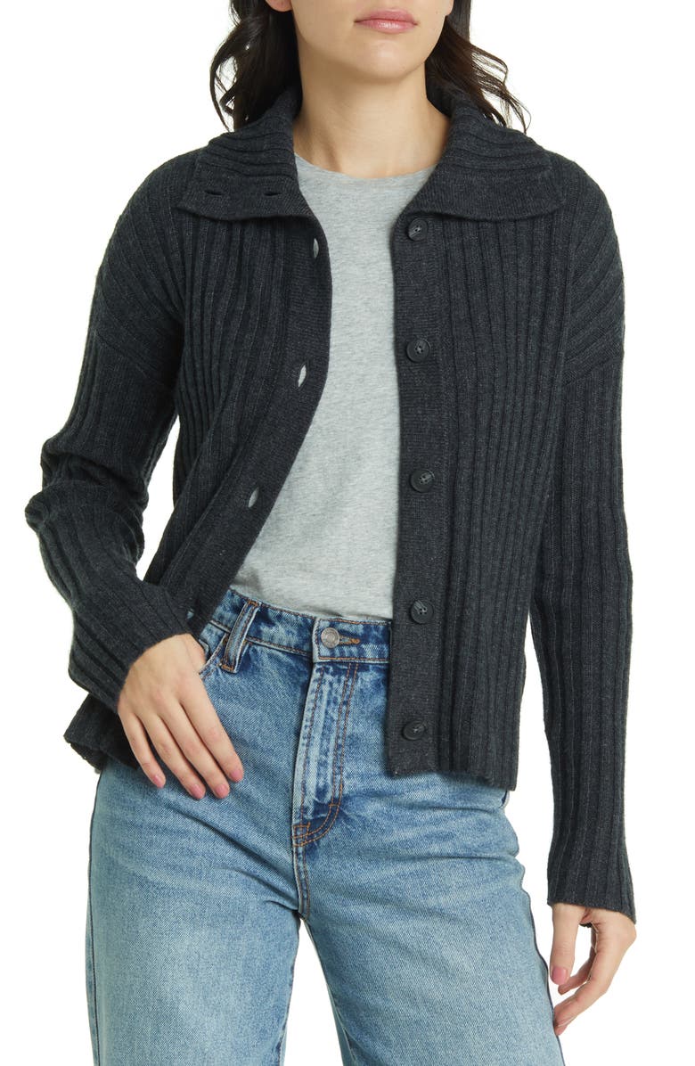 Madewell Wool Blend Oversize Collar Cardigan, Main, color, 