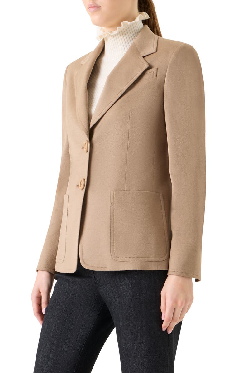 Akris punto Stretch Cashmere & Virgin Wool Blend Jacket, Alternate, color, Camel