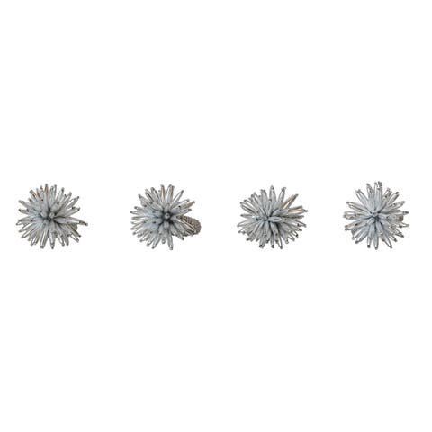 Glass Beaded Metal Snowflake Napkin Rings, Set of 4