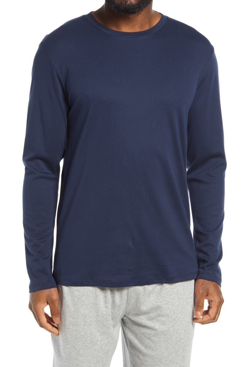 Long Sleeve Pima Cotton Lounge T-Shirt, Main, color, NAVY BLAZER