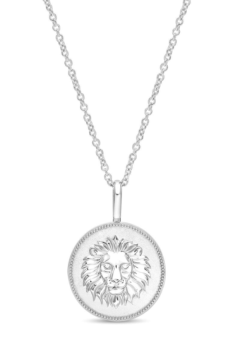 Lion Pendant Necklace, Main, color, STERLING SILVER