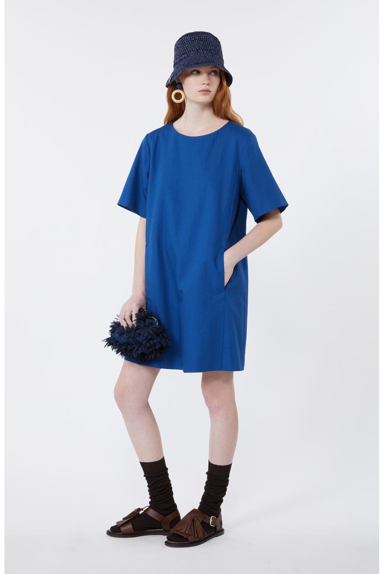 Aloa Cotton & Linen T-Shirt Dress, Alternate, color, OCEAN