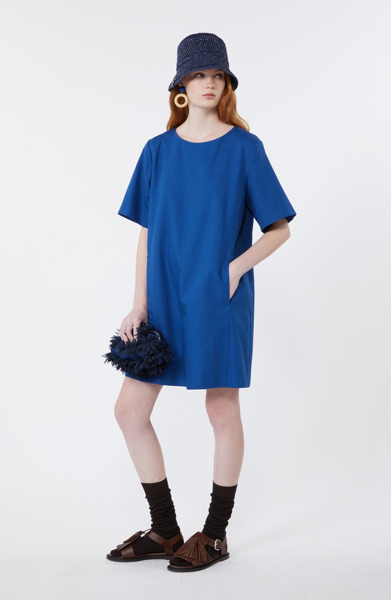 Weekend Max Mara Aloa Cotton & Linen T-Shirt Dress, Alternate, color, Ocean