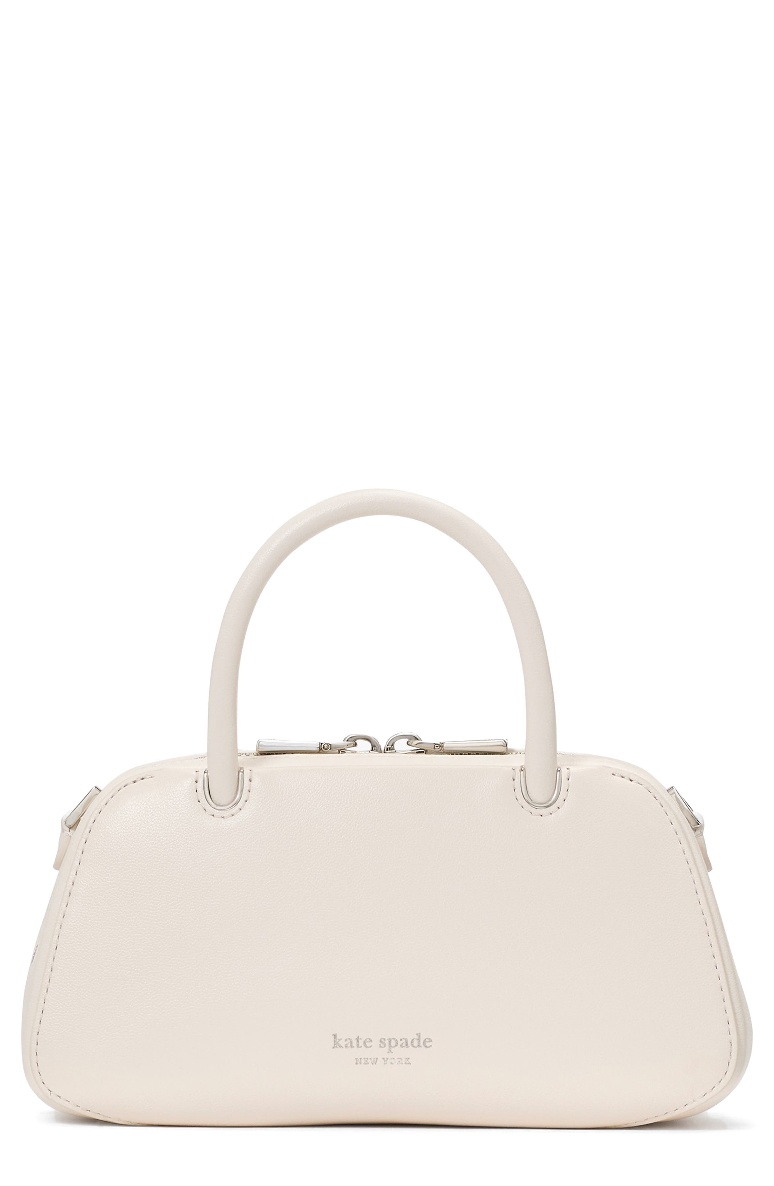 Kate Spade New York mini grace fine grain leather top handle bag, Main, color, Cream