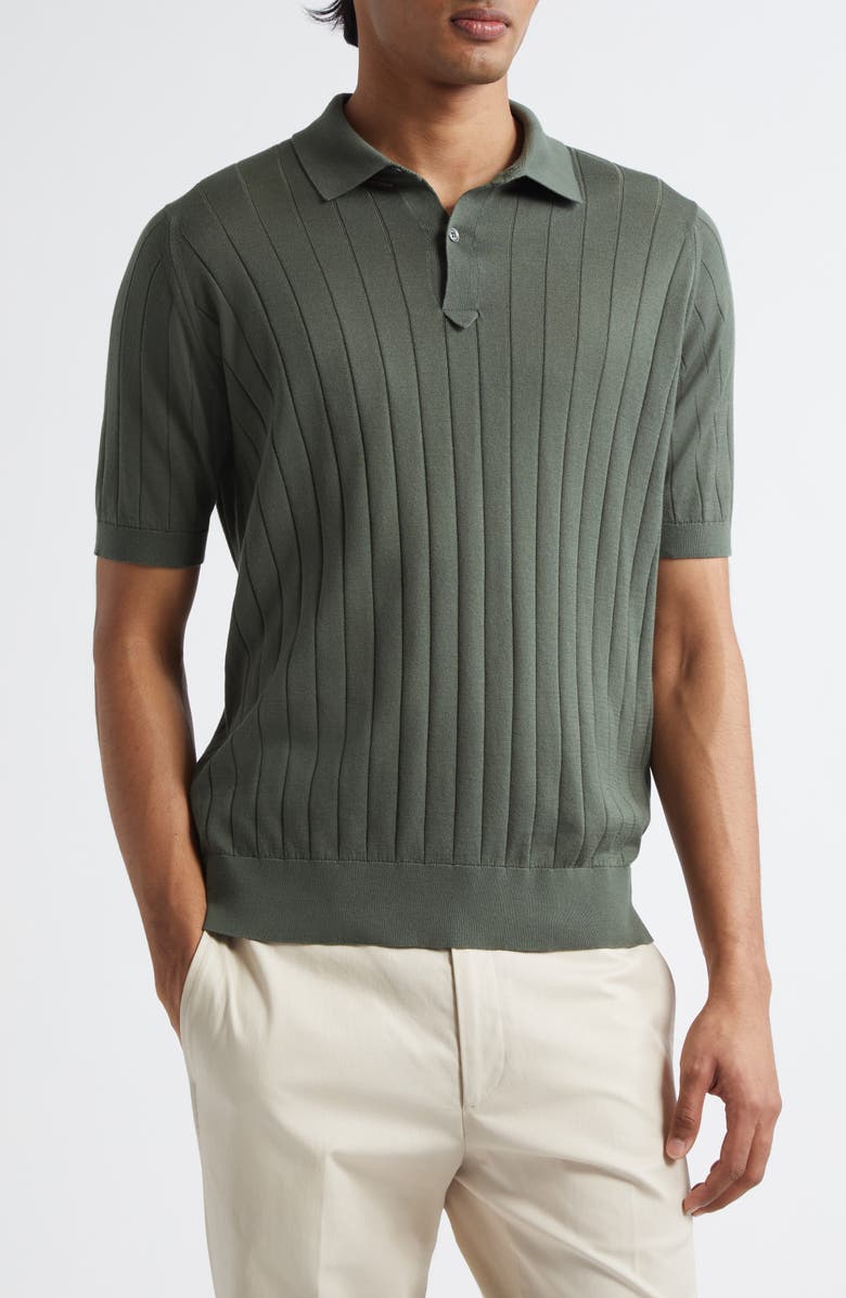 John Smedley Leeshaw Cotton Rib Polo, Main, color, Palm