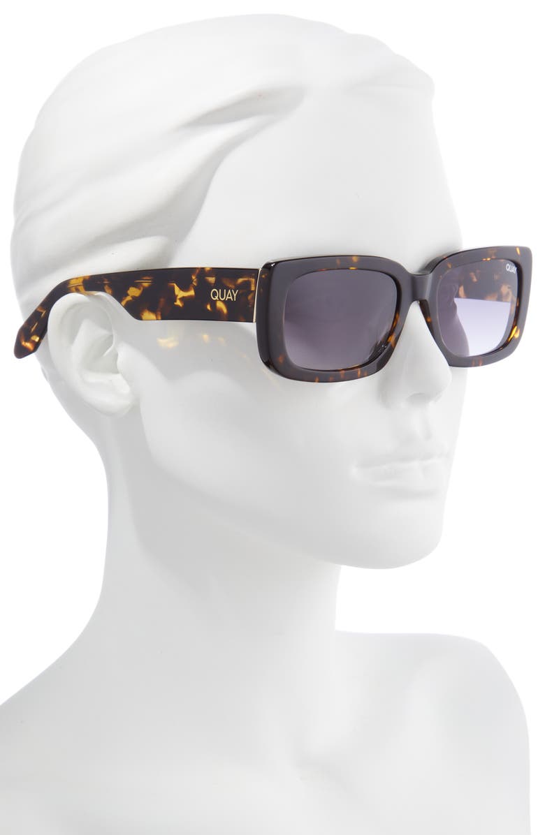 QUAY Yada Yada 55mm Rectangular Sunglasses, Alternate, color, Tortoise / Smoke Lens