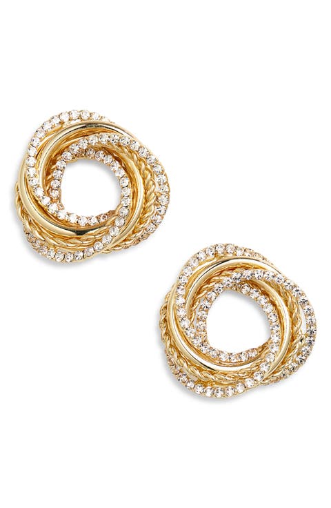Crystal Infinity Twist Stud Earrings