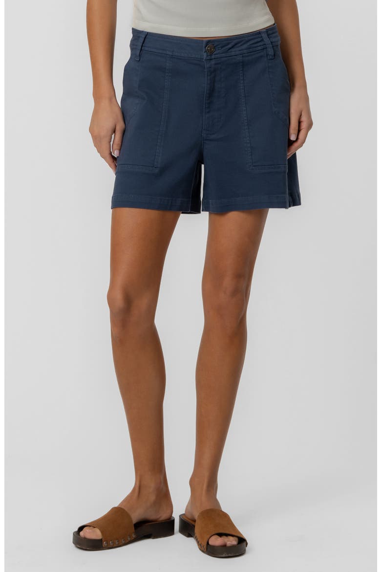 Ashton High Waist Twill Utility Shorts, Main, color, NAVY