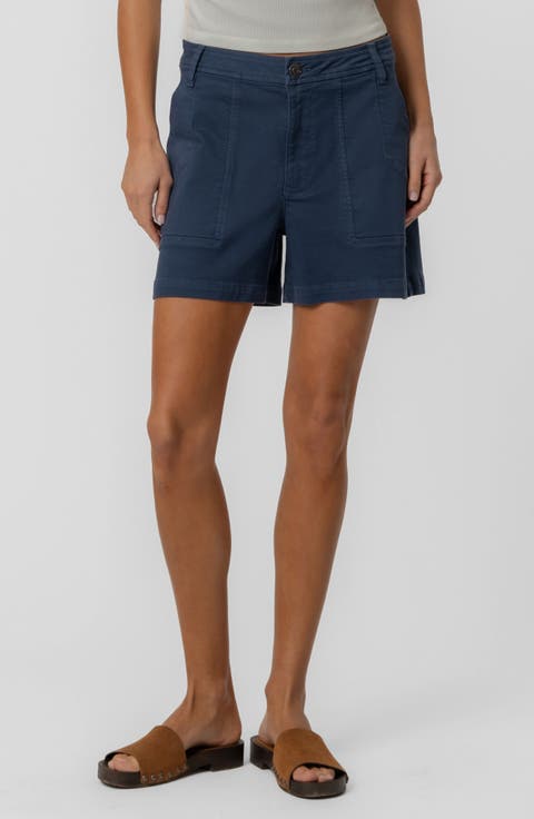 Ashton High Waist Twill Utility Shorts
