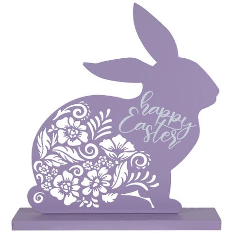 Happy Easter Floral Cut-Out Bunny Decoration - 13"