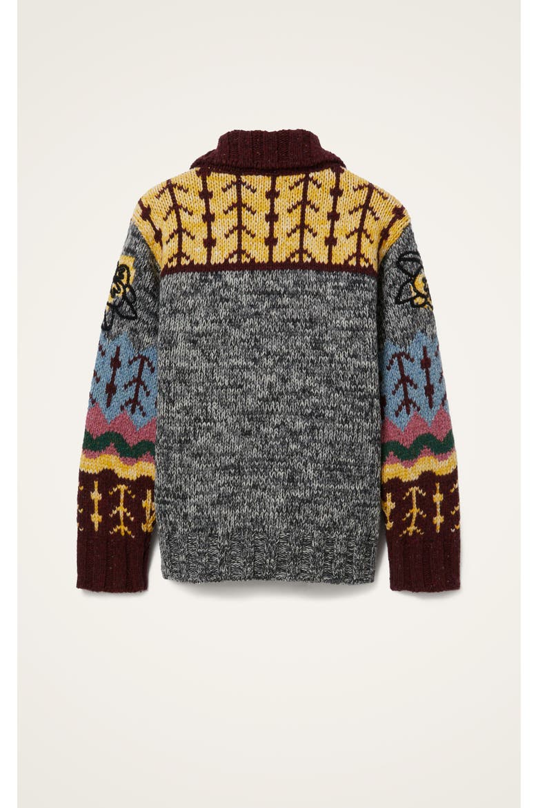 Embroidered Chalet Cardigan, Alternate, color, Multicolor Grey
