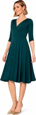 Alie Street London Annie V-Neck 3/4 Sleeve Midi Dress