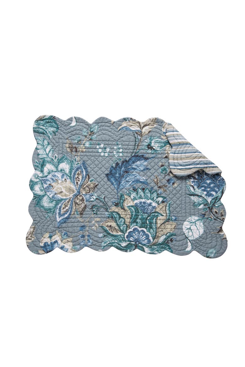 Morrison Floral Cotton Quilted Reversible Machine Washable Placemat Machine Washable Set of 6, Alternate, color, Green