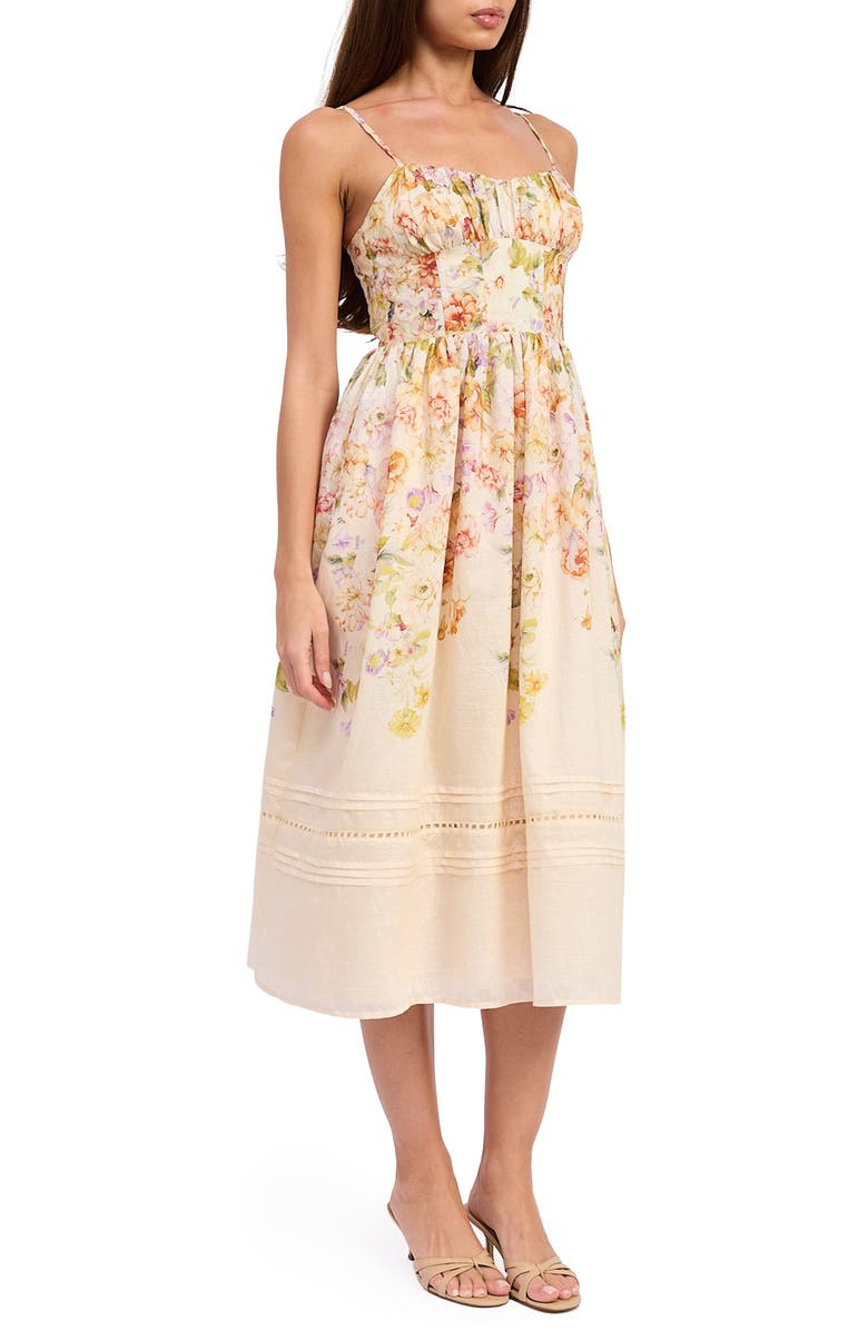 En Saison Kacey Floral Fit & Flare Midi Dress, Alternate, color, Ivory Floral Multi