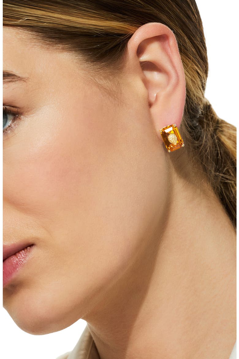 Emerald Cut Crystal Eagle's Head Stud Earrings, Alternate, color, TOPAZ