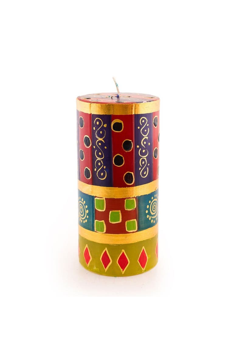 African Mineral Painted Pillar Candle, Main, color, African Mineral - 3x6"