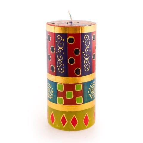 African Mineral Painted Pillar Candle